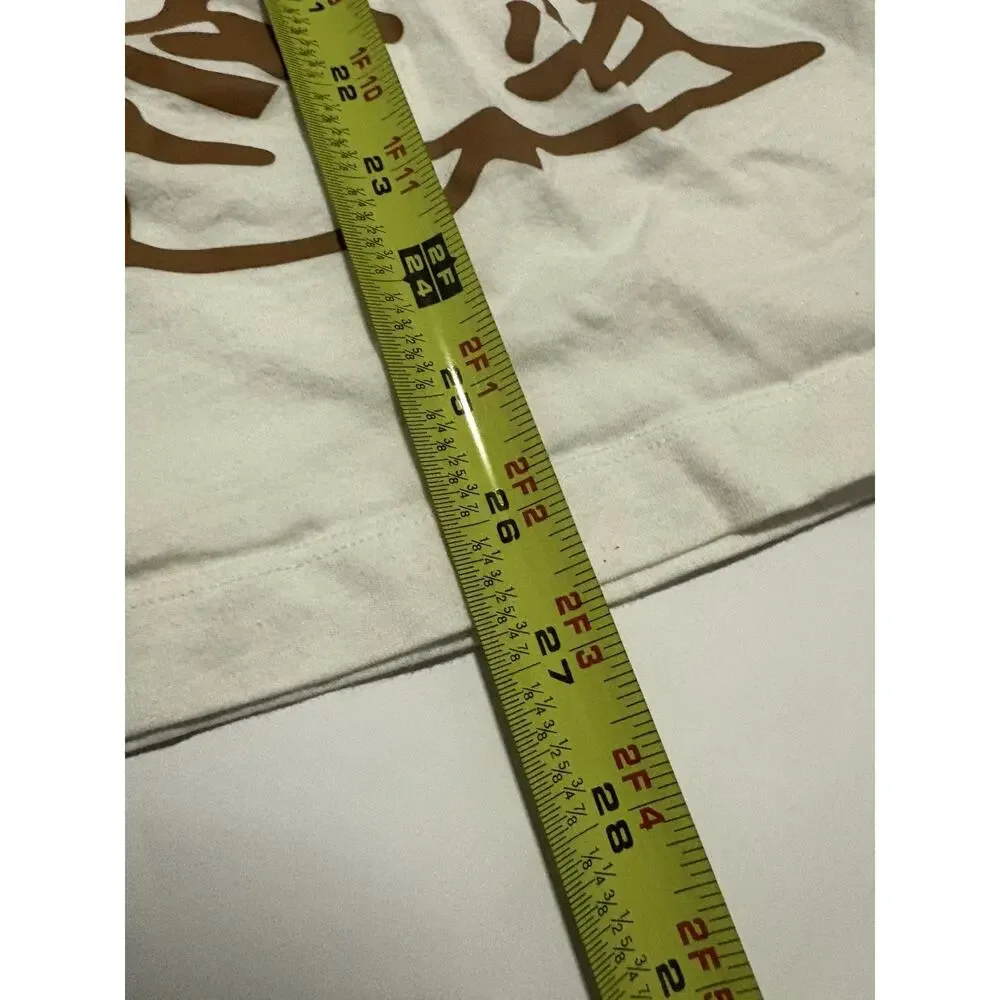 True Religion Mens Large Buddha Guitar Graphic T Shirt White Brown Y2K